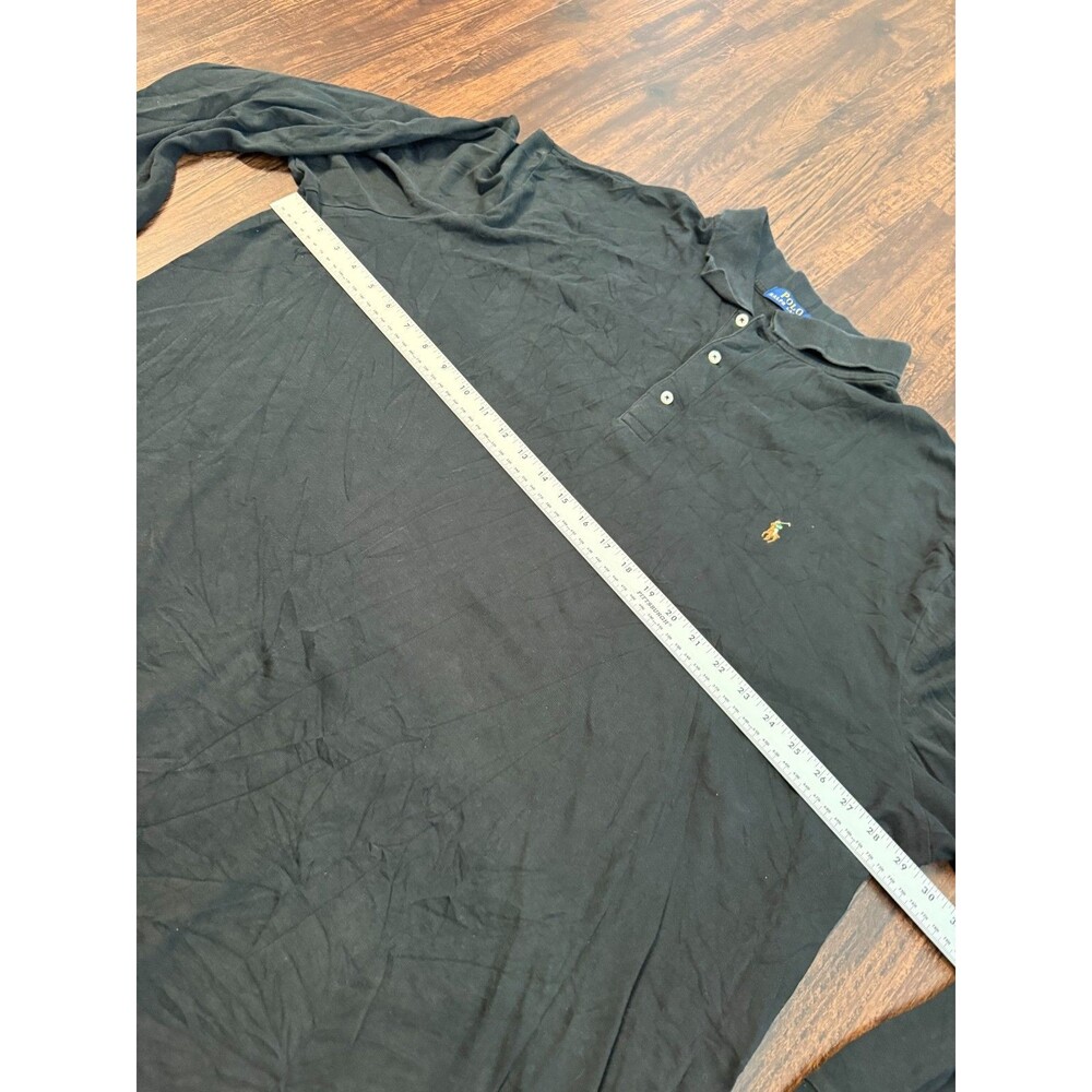 Ralph Lauren Polo Shirt Men 3XLT Black Long Tail Pima Knit Rugby Preppy - Picture 4 of 8